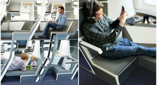 Дизайнеры придумали двухэтажные кресла для самолетов (9 фото)