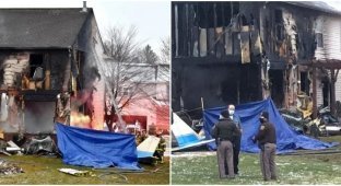 В Мичигане самолёт упал на жилой дом (2 фото)