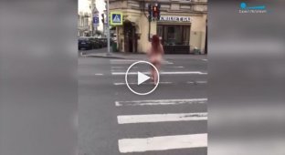 Обнаженная рыжеволосая девушка прошлась по центру Петербурга