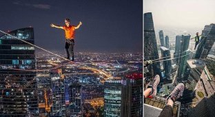 Спортсмены прошли по тросу между небоскребами, поставив мировой рекорд (9 фото)