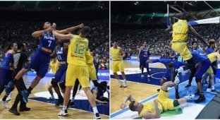 Баскетболисты сборных Австралии и Филиппин устроили жестокую драку во время матча (4 фото + 1 видео)
