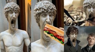Кричащая статуя в Италии стала героиней мемов и фотожаб (15 фото + 1 видео)