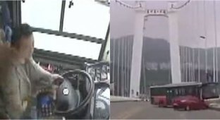 В Китае автобус упал с моста в реку из-за скандальной пассажирки (4 фото + 4 видео)