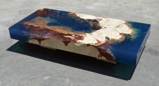Кофейный столик в стиле океана из камня и смолы (11 фото)