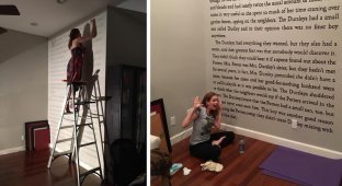 Женщина превратила стену своего дома в первую страницу книги
