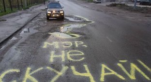 Акция против ям на дорогах Томска (15 фото)