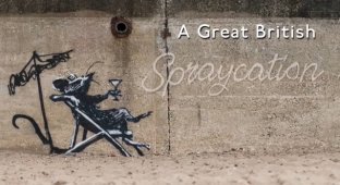 Новые работы британского уличного художника Бэнкси на восточном побережье Англии (9 фото + видео)