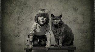 Дружба девочки и кота (22 фото)
