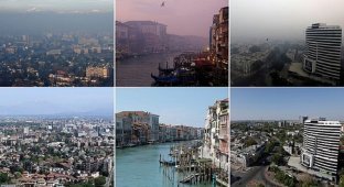Как коронавирус изменил атмосферу в городах: до и после (2 фото + 6 тянучек + 1 видео)