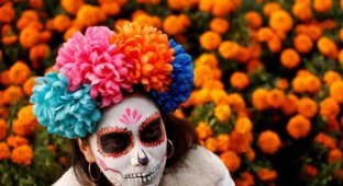 Карнавал с шествием скелетов, посвященный Дню мёртвых в Мексике (15 фото)