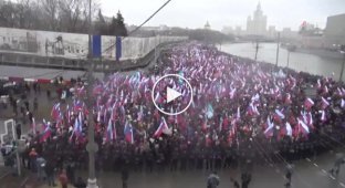 Траурный марш памяти Немцова в Москве полностью. Таймлапс
