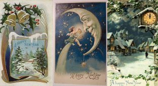 Подборка старинных зарубежных новогодних открыток (28 фото)