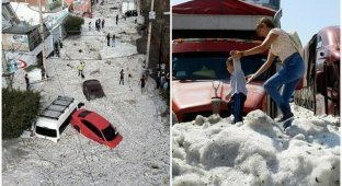 Пока Европа "жарится", мексиканскую Гвадалахару завалило градом (13 фото + 1 видео)