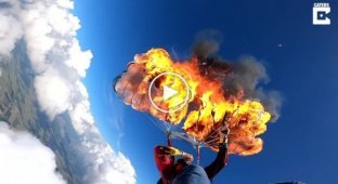 Спортсмен поджёг свой парашют во время полёта