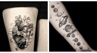В поисках звезд: космические татуировки от Ника Сквер (25 фото)