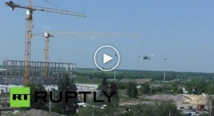 Как обстреливали террористов в аэропорту Донецка (майдан)