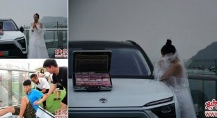 Невеста предложила жениху себя, новый авто и чемодан с деньгами, если он пройдет по мосту из стекла (6 фото + 1 видео)