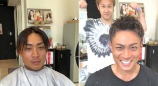 Этот парикмахер из Японии удивительным образом может преобразить любого мужчину (8 фото)