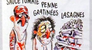 Charlie Hebdo опубликовал карикатуры на землетрясение в Италии (2 фото)