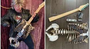 Блэк-металлист сделал гитару из скелета своего дяди (8 фото + 1 видео)