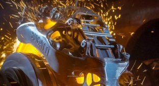 Испытания тормозного суппорта из титана для гиперкара Bugatti (2 фото + 2 видео)