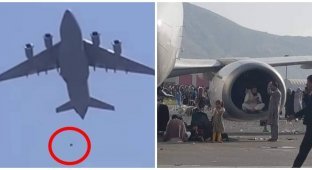 Несколько афганцев упали с взлетевшего американского самолета в Кабуле (7 фото + 4 видео)