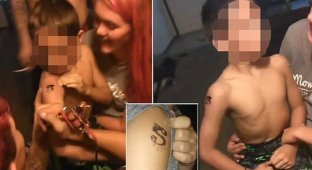 Видео с татуированным ребенком стало причиной полицейского расследования (8 фото + 1 видео)