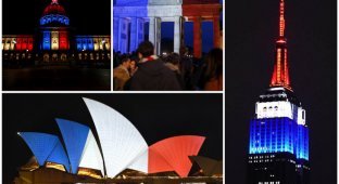Мировая солидарность. Здания по всему миру «раскрасили» в цвета французского флага (25 фото)