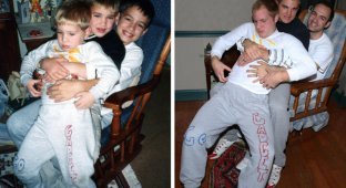 Братья воссоздали фотографии из детства в подарок родителям (13 фото)