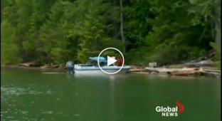 Мощный оползень на берегу озера в Канаде