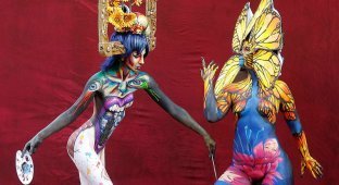 На фестивале боди-арта в Австрии модели превращают себя в "живые картины" (31 фото)