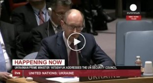Заявление Украины Яценюка и представителя России Чуркина в ООН (майдан)