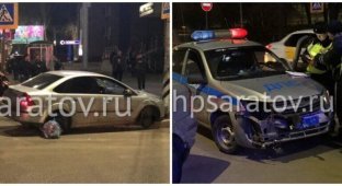 В Саратове пьяный водитель на "Форде" без покрышек пытался уйти от 9 патрульных машин (3 фото + 2 видео)