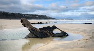 В Англии на пляже появились останки древних кораблей (7 фото)