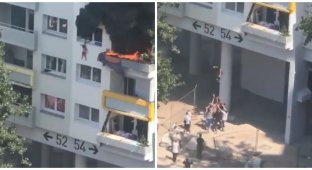 Во Франции соседи голыми руками ловили выпрыгнувших из горящей квартиры детей (1 фото)