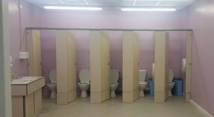 В школьном туалете убрали стену, и родители больше не пускают детей на уроки (1 фото + 1 видео)