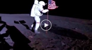 Видео момента установки вымпела США на Луне обработали и показали при 24 кадрах в секунду