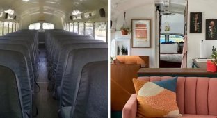 Две женщины купили старый школьный автобус и превратили его в свой дом (15 фото)