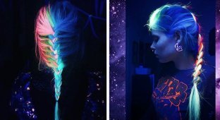 Радужные волосы, которые могут светиться в темноте в инфракрасном излучении (14 фото)