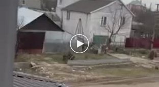 Момент попадания снаряда в жилой дом в Николаеве