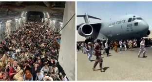 Американский транспортник эвакуировал 640 афганцев в Катар (2 фото + 4 видео)
