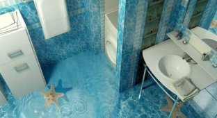 15 идей неповторимых 3D полов для ванной комнаты (15 фото)