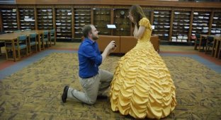 Чтобы сделать предложение, парень воссоздал платье Белль из «Красавицы и Чудовища» (13 фото)
