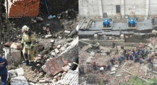 В Новосибирске во время ремонта теплотрассы обрушилась стена здания (5 фото + 1 видео)