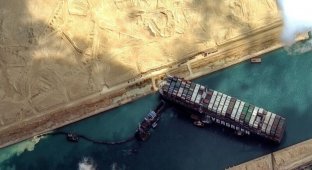 Последствия блокировки Суэцкого канала судном EverGreen (1 фото)