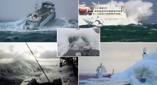 Шокирующие снимки кораблей, захваченных бурей (23 фото)