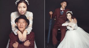 Она сделала «свадебные фото» с дедушкой, боясь, что тот не доживёт до её замужества (11 фото)