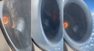 Пассажир запечатлел поломку двигателя самолета во время полета (2 фото + 1 видео)