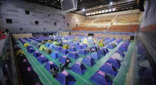 Родители китайских студентов три дня живут в палатках, пока их дети обустраиваются (10 фото)