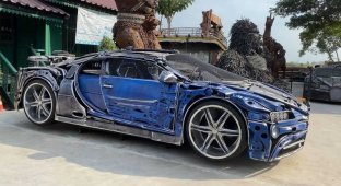 Тайские умельцы создали из металлолома копию Bugatti Chiron и еще много крутых поделок (2 фото + 1 видео)